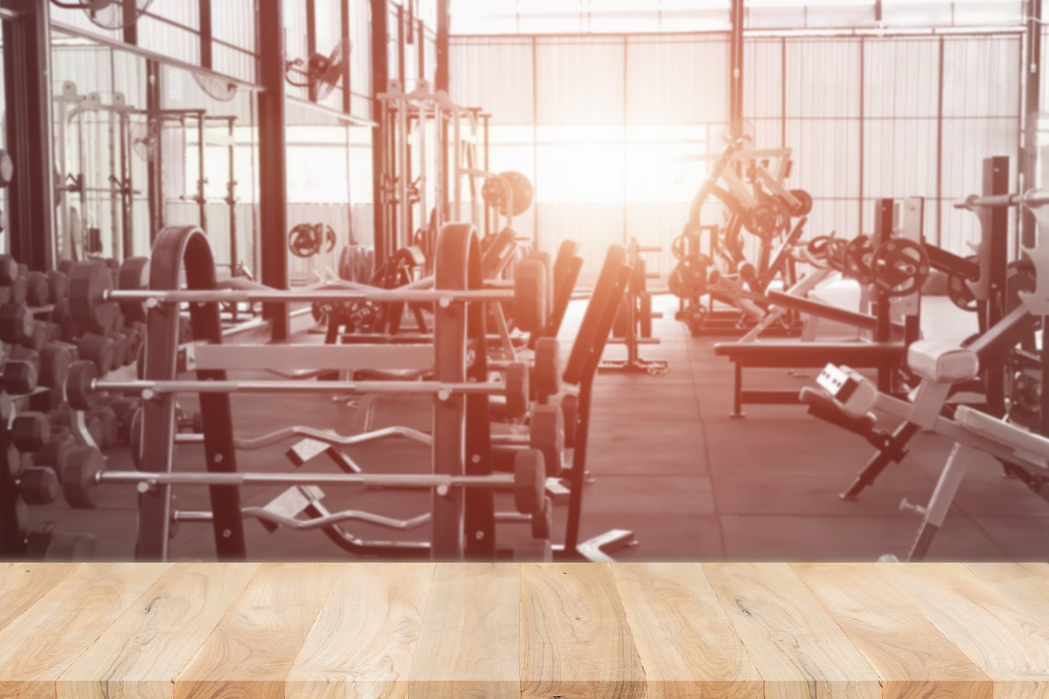 Empty Wooden Table in a Gym